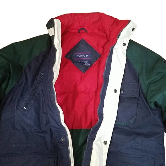 GANT VTG Color Block Down Filled Puffer, Men's Coat - Green / Red / Blue  SZ  L - Picture 3 of 7